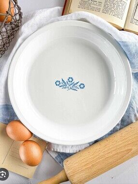 Corningware White Plate with Blue Floral Center